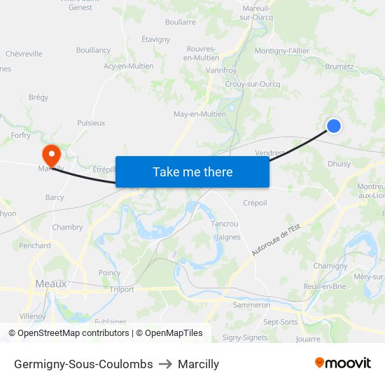 Germigny-Sous-Coulombs to Marcilly map