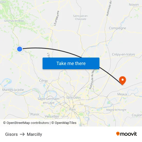 Gisors to Marcilly map