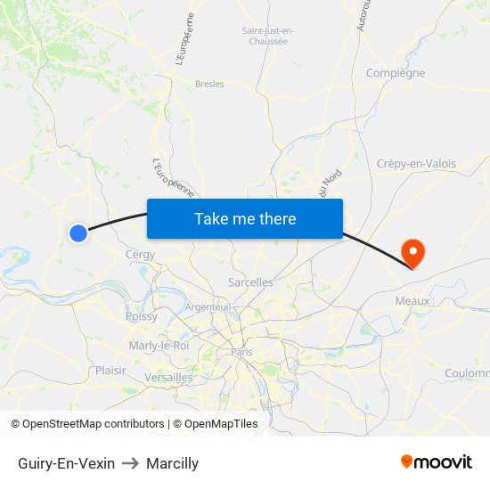 Guiry-En-Vexin to Marcilly map