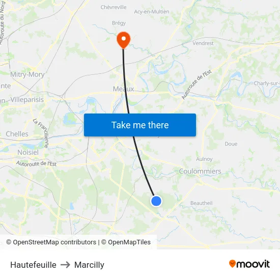 Hautefeuille to Marcilly map