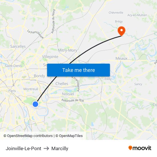 Joinville-Le-Pont to Marcilly map