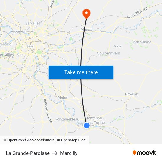 La Grande-Paroisse to Marcilly map