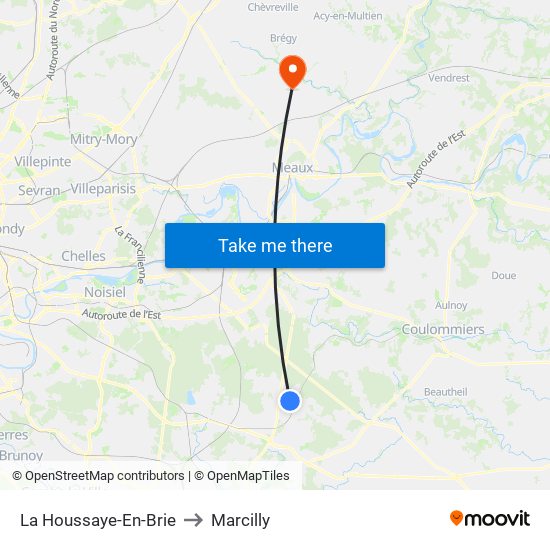 La Houssaye-En-Brie to Marcilly map