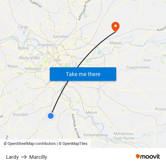 Lardy to Marcilly map