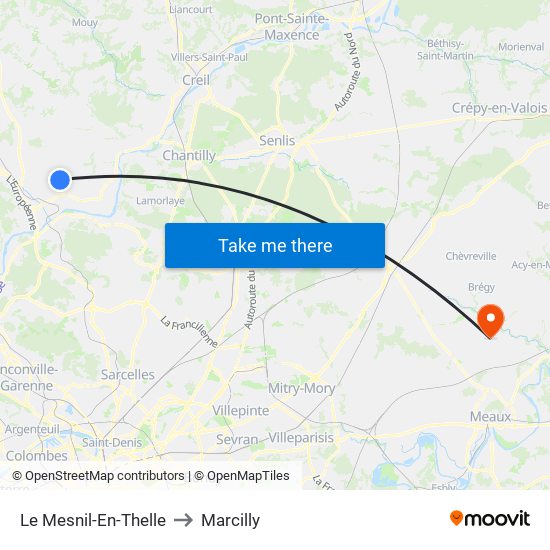 Le Mesnil-En-Thelle to Marcilly map