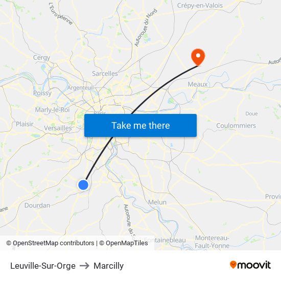 Leuville-Sur-Orge to Marcilly map