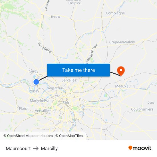 Maurecourt to Marcilly map