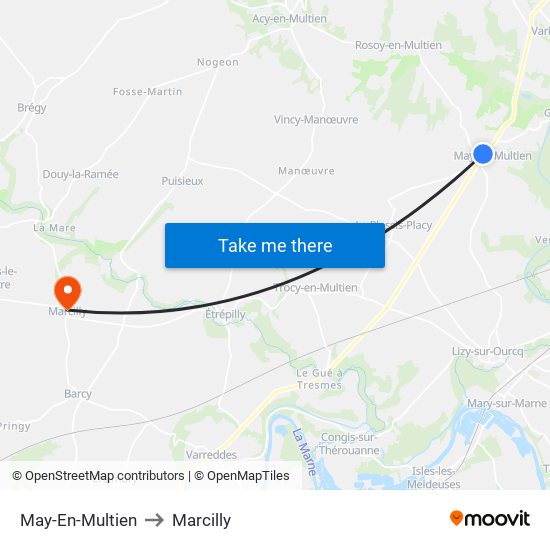 May-En-Multien to Marcilly map