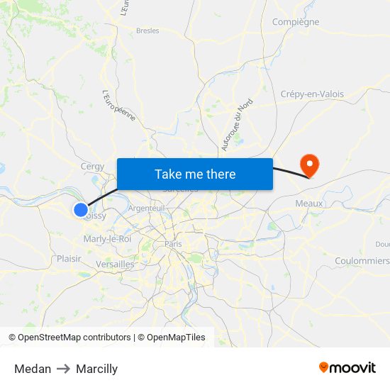 Medan to Marcilly map