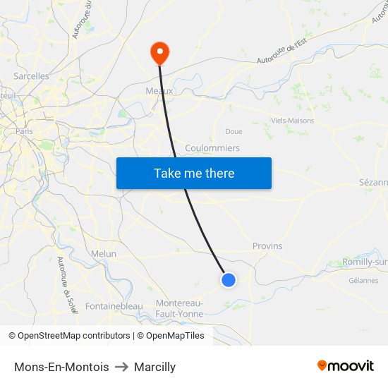 Mons-En-Montois to Marcilly map