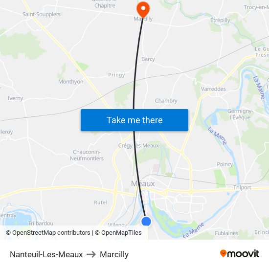 Nanteuil-Les-Meaux to Marcilly map