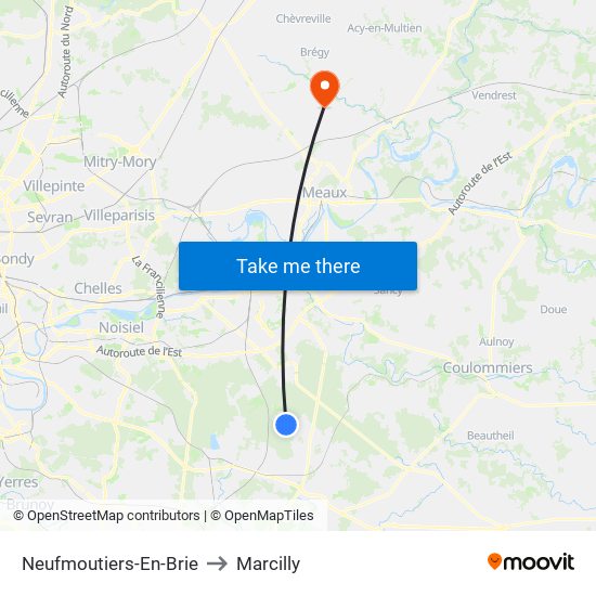 Neufmoutiers-En-Brie to Marcilly map