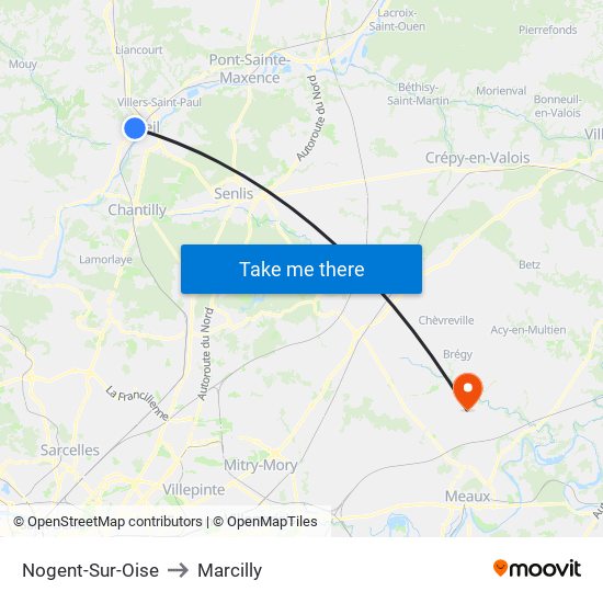 Nogent-Sur-Oise to Marcilly map