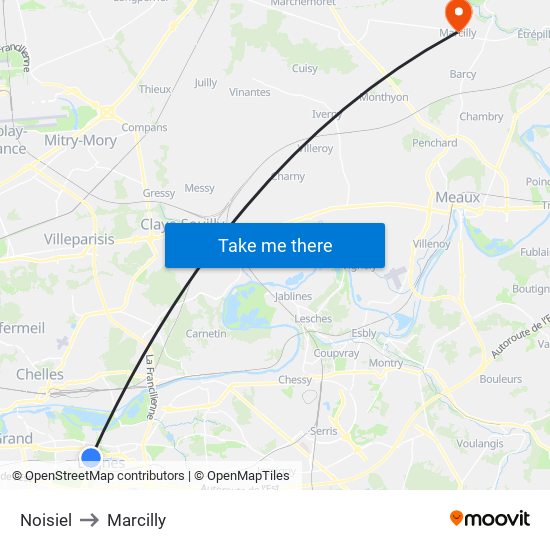 Noisiel to Marcilly map