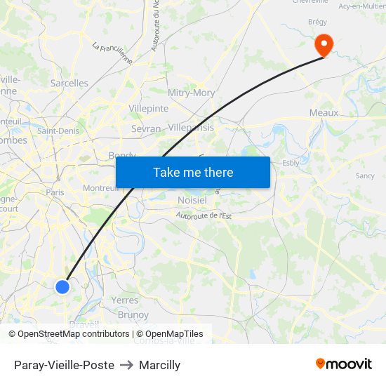 Paray-Vieille-Poste to Marcilly map