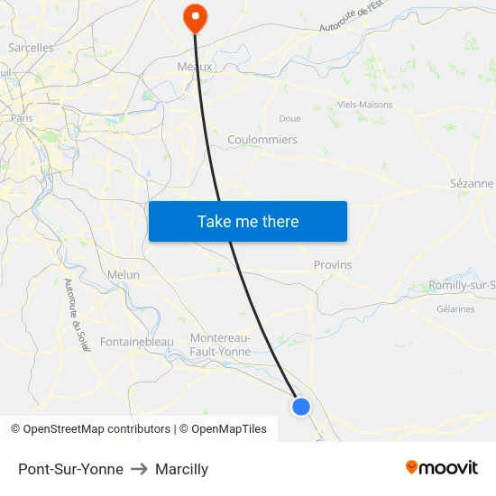 Pont-Sur-Yonne to Marcilly map