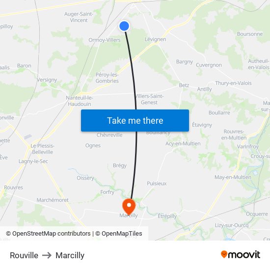 Rouville to Marcilly map