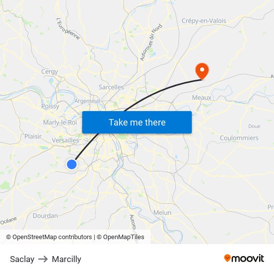 Saclay to Marcilly map