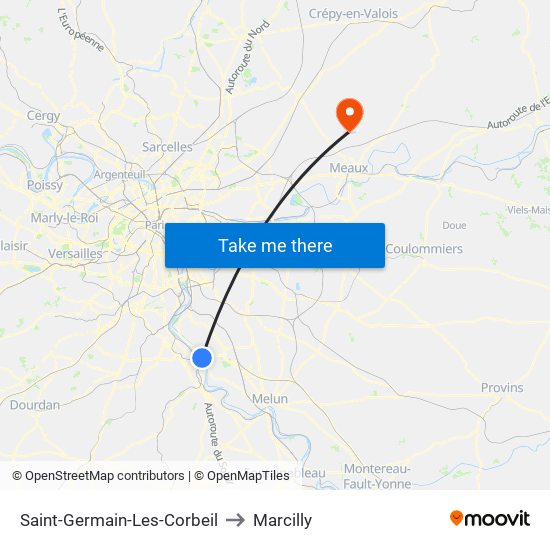 Saint-Germain-Les-Corbeil to Marcilly map