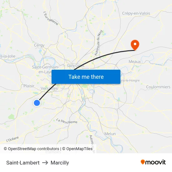 Saint-Lambert to Marcilly map