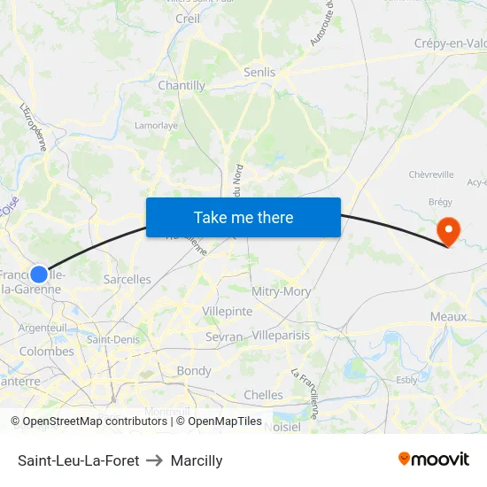 Saint-Leu-La-Foret to Marcilly map