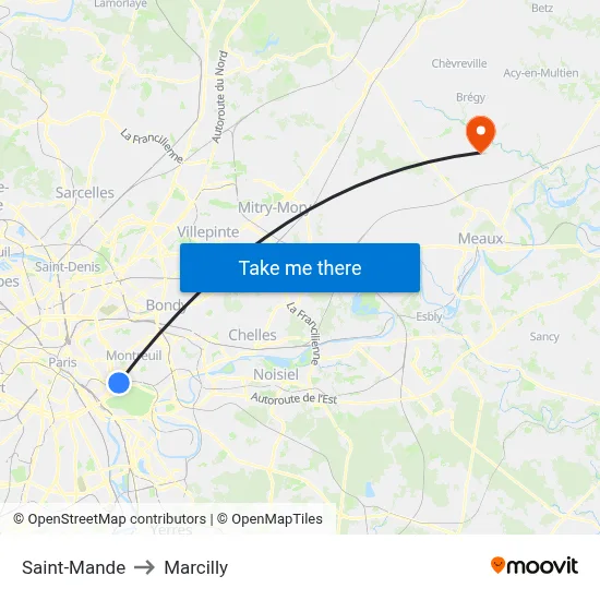 Saint-Mande to Marcilly map