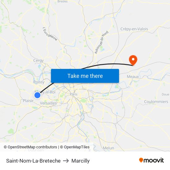 Saint-Nom-La-Breteche to Marcilly map