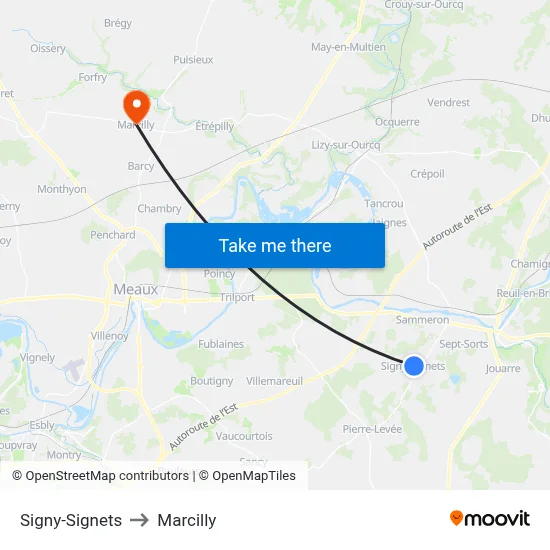 Signy-Signets to Marcilly map