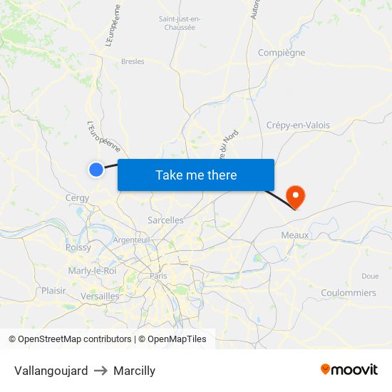 Vallangoujard to Marcilly map