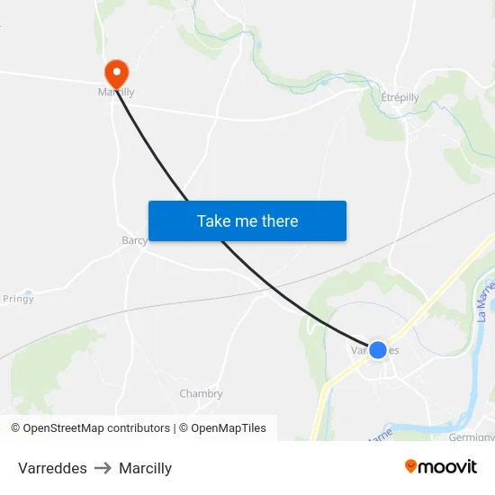 Varreddes to Marcilly map
