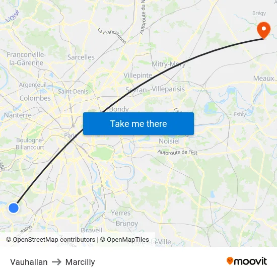 Vauhallan to Marcilly map