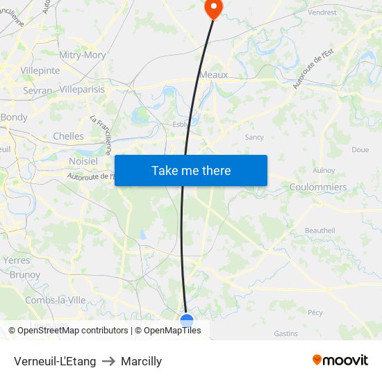 Verneuil-L'Etang to Marcilly map