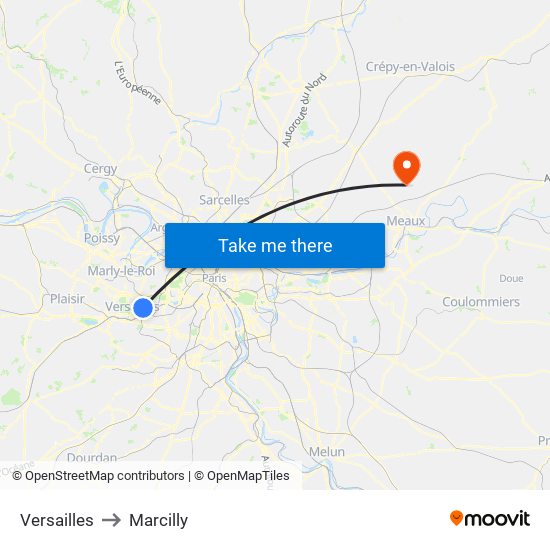 Versailles to Marcilly map