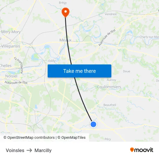 Voinsles to Marcilly map