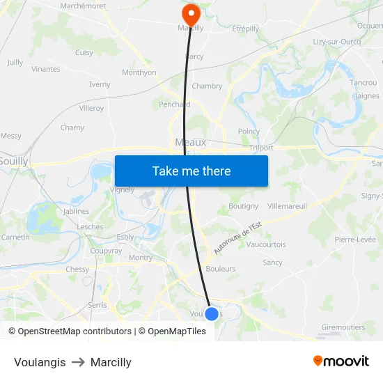 Voulangis to Marcilly map
