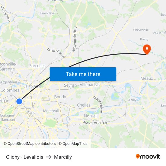 Clichy - Levallois to Marcilly map