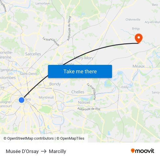 Musée D'Orsay to Marcilly map