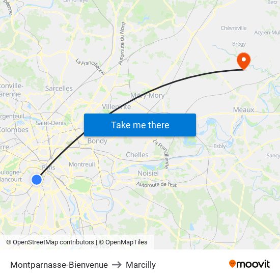Montparnasse-Bienvenue to Marcilly map