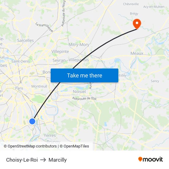Choisy-Le-Roi to Marcilly map