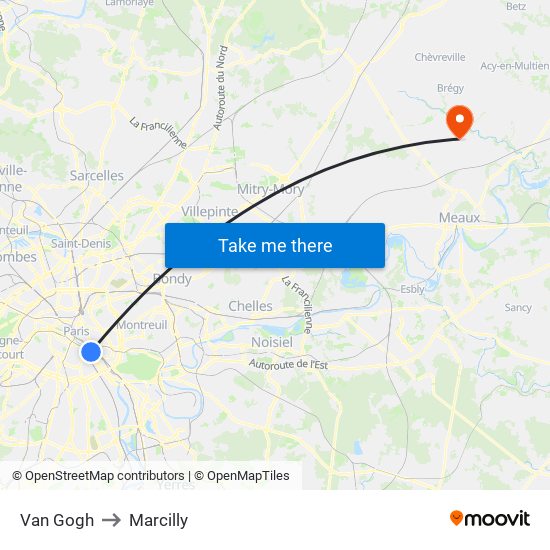 Van Gogh to Marcilly map