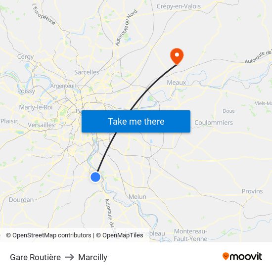 Gare Routière to Marcilly map