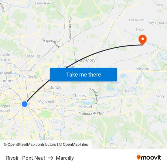 Rivoli - Pont Neuf to Marcilly map