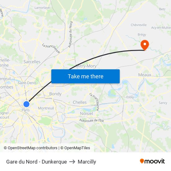 Gare du Nord - Dunkerque to Marcilly map