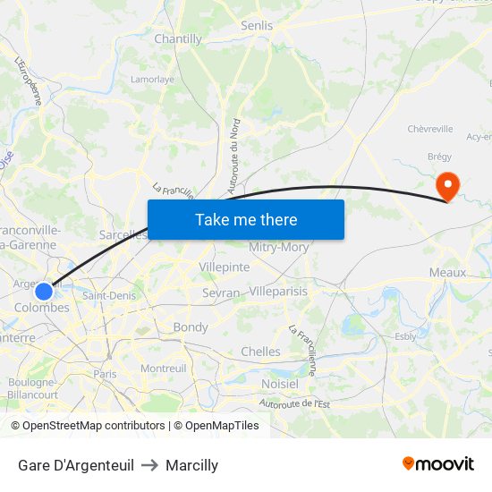 Gare D'Argenteuil to Marcilly map