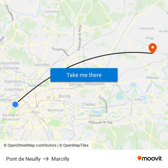 Pont de Neuilly to Marcilly map