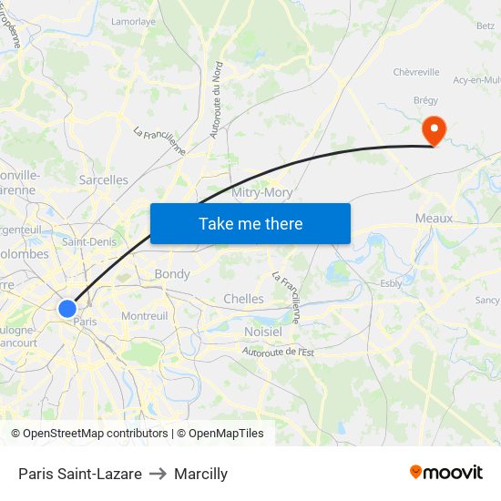 Paris Saint-Lazare to Marcilly map