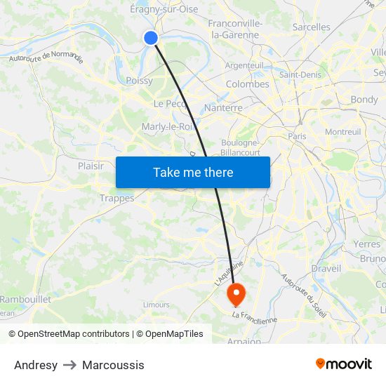 Andresy to Marcoussis map