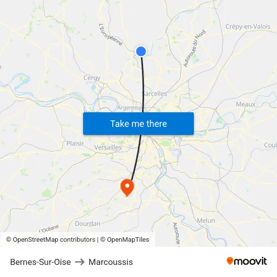 Bernes-Sur-Oise to Marcoussis map