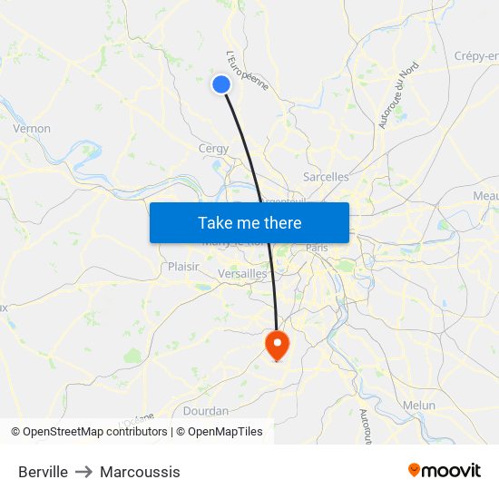 Berville to Marcoussis map