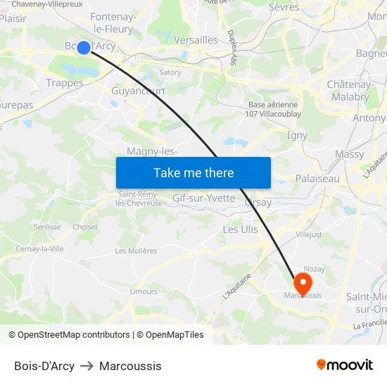 Bois-D'Arcy to Marcoussis map